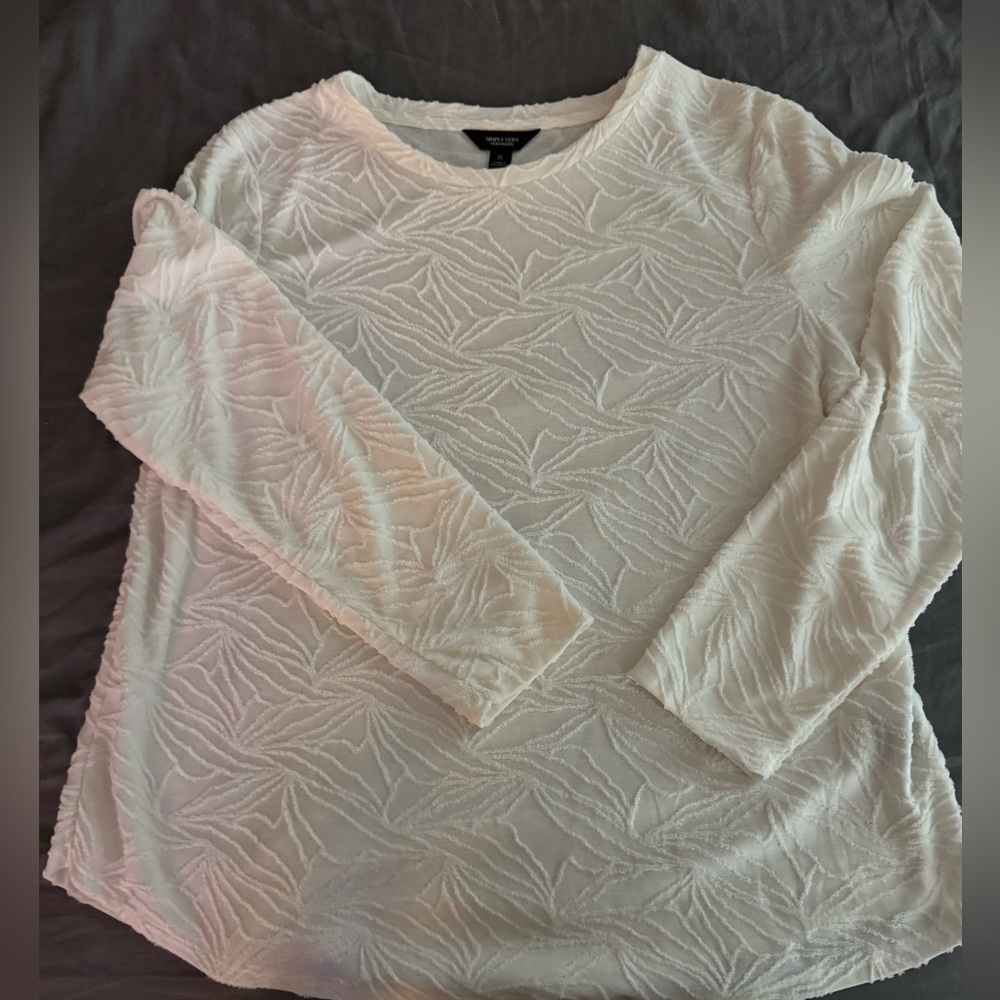 Simply Vera Vera Wang Cream Boxy Ribbed Blouse